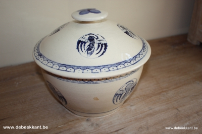 Antieke chinese rijstpot met deksel kraanvogell